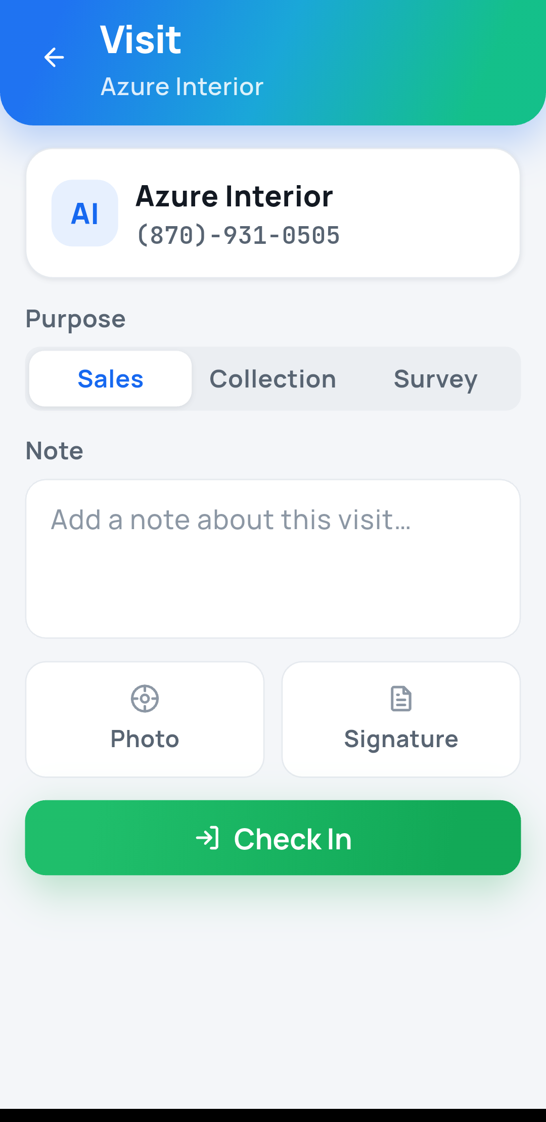 Visit check-in
